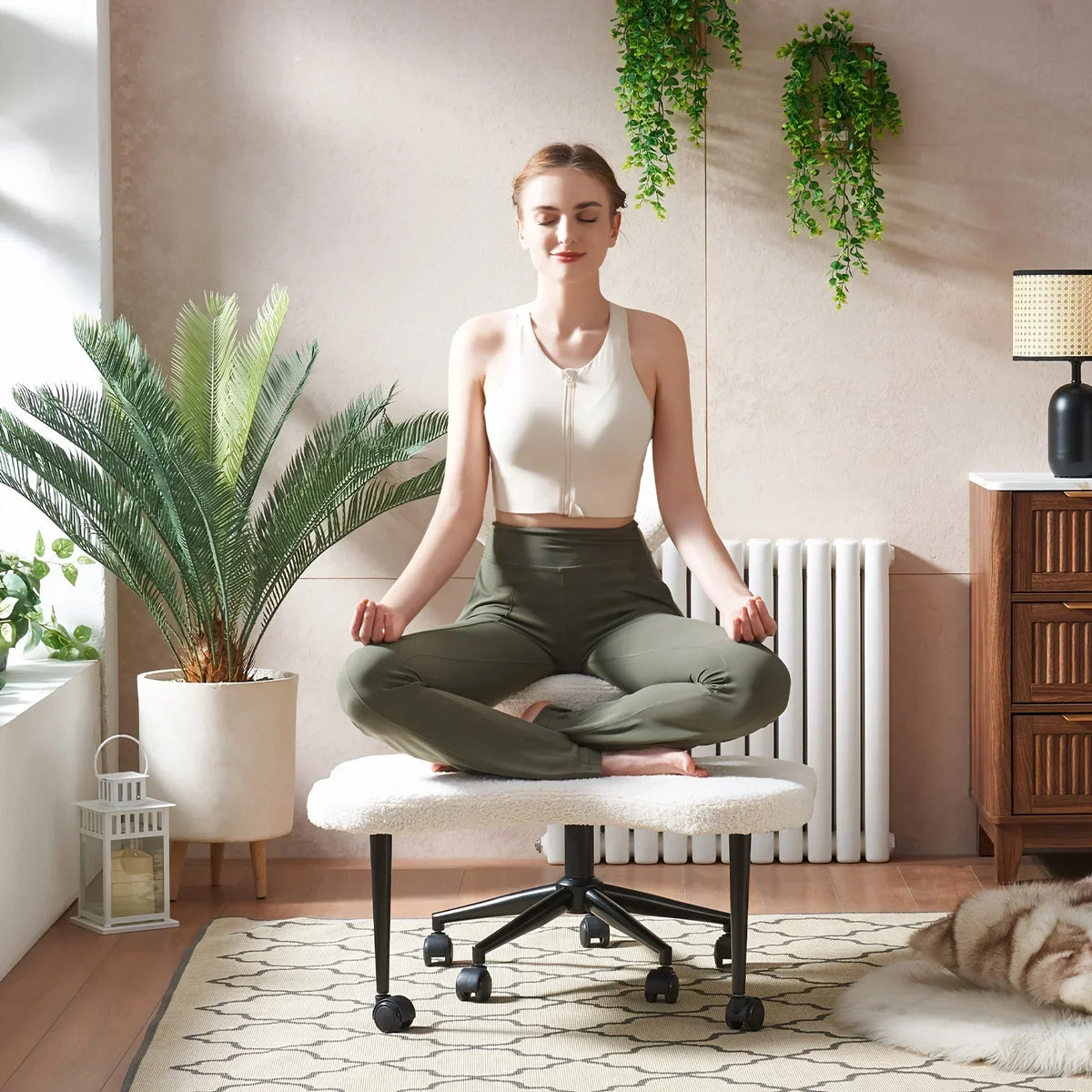 Cross Leg  Meditation with Wheels, ADHD  Height Adjustable Seat, Adjustable Footstool Chair Gaming Game