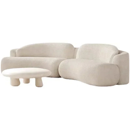 l # Nordic Stylish Cloud-Shape White Fabric Luxury Sofa Set with Coffee Table Creative Modern Home Living Room Furniture for Hot