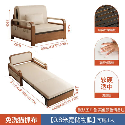 Light luxury home living room balcony folding sofa bed, single double multi functional telescopic bed