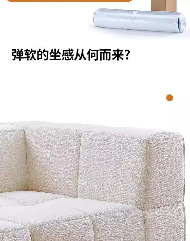 Living Room Compressed Vacuum Sofas Modern Small Apartment Fabric Living Room Sofa Cream Style Marshmallow Sofa Free Combination