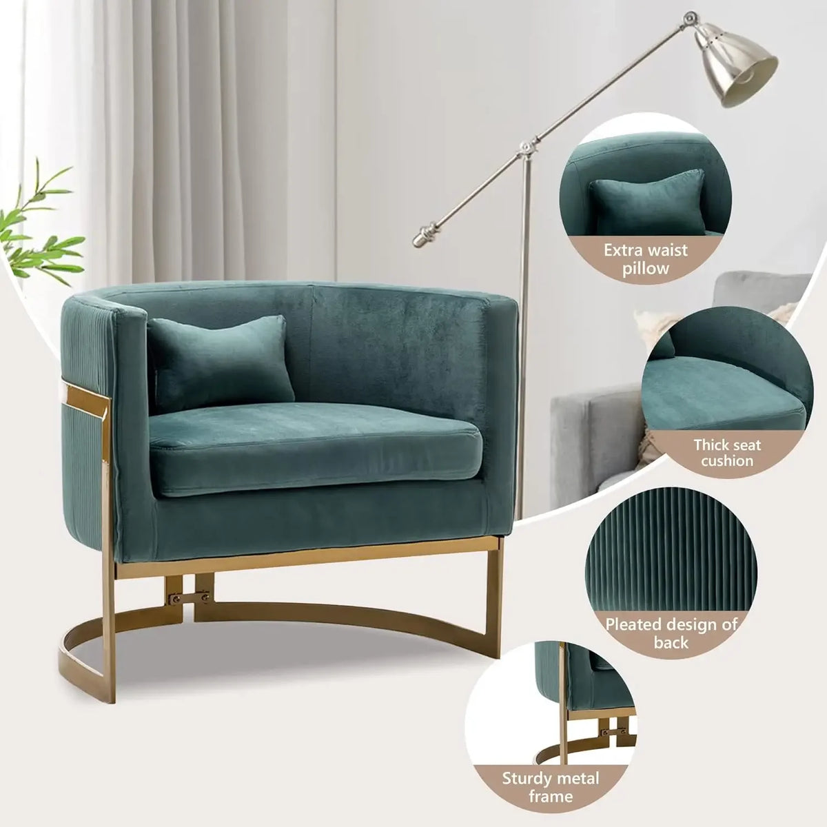 [Discounted Price, Hot Sale!]Velvet Accent Chair, Modern Upholstered Arm Chair for Living Room Bedroom Sofa Side Chair Velvet Ba
