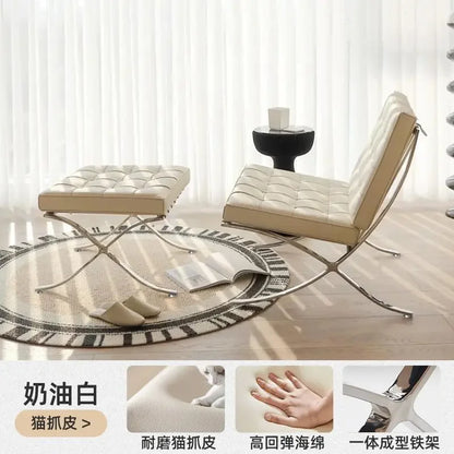 Single sofa, designer, Italian style, living room, leather, light luxury, leisure chair