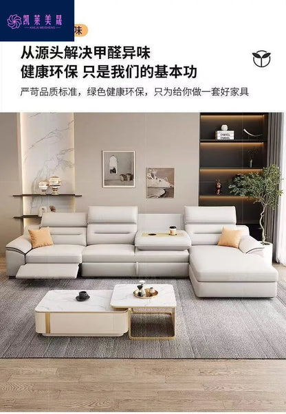 Multi-purpose leather high-end home living room electric light luxury sofa modern minimalist sofa