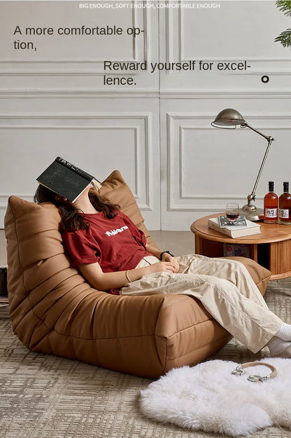 Caterpillar Togo Single Recliner Lazy Sofa Wabi-Sabi Style for Living Room Bedroom Balcony Leisure Reclining Sleep 78x103cm