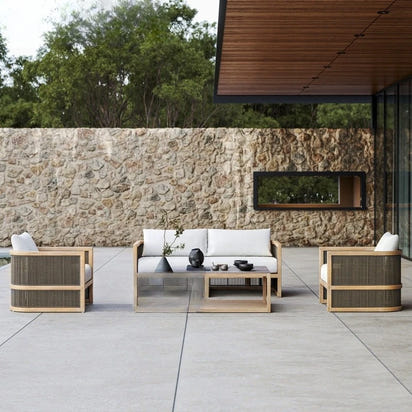 Outdoor villa courtyard sofa high-end teak sofa furniture combination hotel homestay waterproof