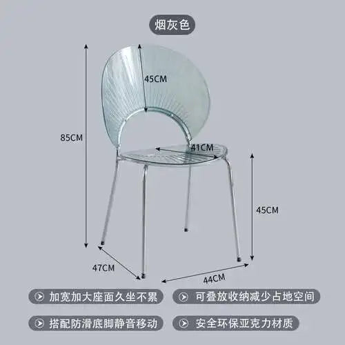 Outdoor Transparent Plastic Chair Waiting Minimalist Modern Party Acrylic Chairs for Events Clear Silla Comedor Home Furniture