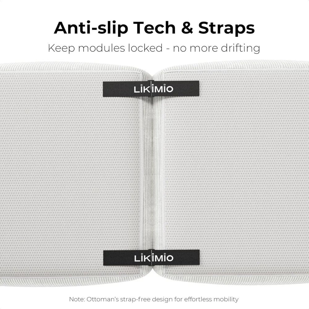 118" Modern L-Shaped Modular Sectional Sofa for Living Room, Upholstery Beige, Oversized 3-Seater Couch with Deep Seat