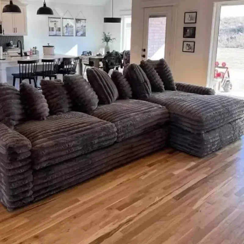 Thick Corduroy Cloud Living Room Sofa Customizable Sofa Extra Wide Suitable for Family Use Vacuum Compression Sofa Furniture