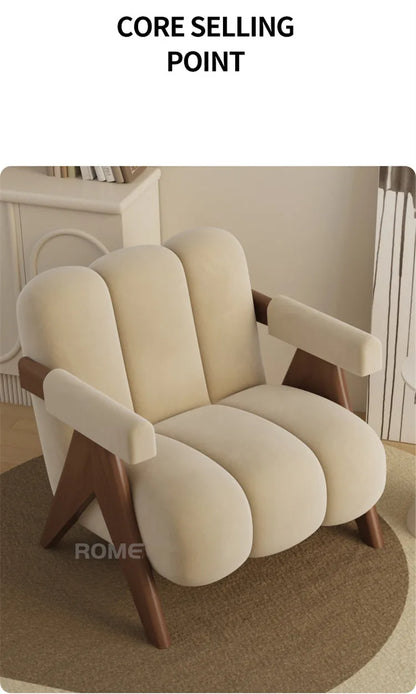Nordic Wood Living Room Chairs Modern Living Room Sofas Home Balcony Single Leisure Back Armchair Fabric Sofa Chair Furniture