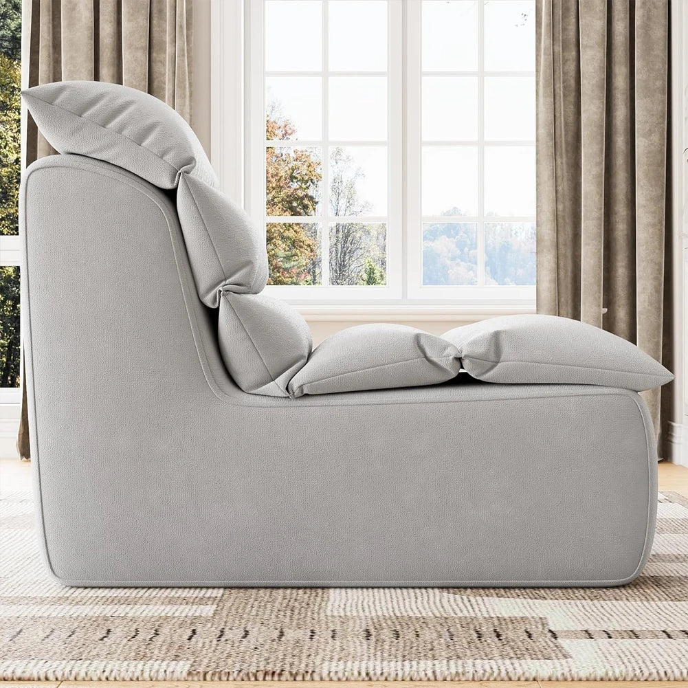 Bean Bag Chair for Adults, Lazy Floor Sofa with High-Resilience Foam, Non-Slip Base, Fireside Chair for Reading Gaming Living Ro