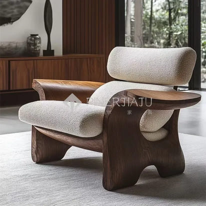 Designer Art Aesthetics Solid Wood Sofa Chair Medieval Homestay Club Sales Department Light Luxury Leisure Chair