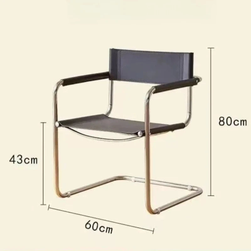 Stainless Steel Dining Chairs Modern Simple Restaurant Chair Living Room Portable Leather Armchair Home Decoration Furniture