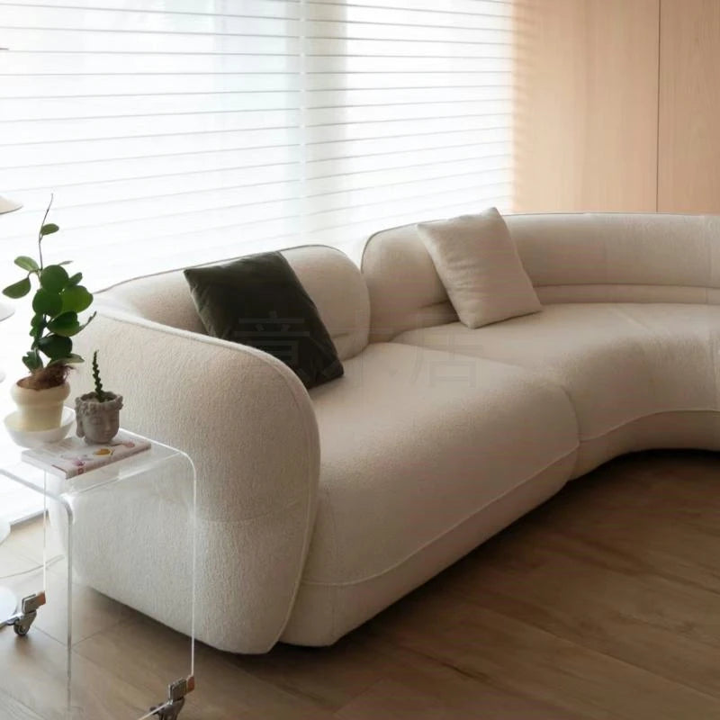 Italian Minimalist Large Arc-Shaped Modular Genuine Leather Sofa L-Shaped Corner for Villa Living Room