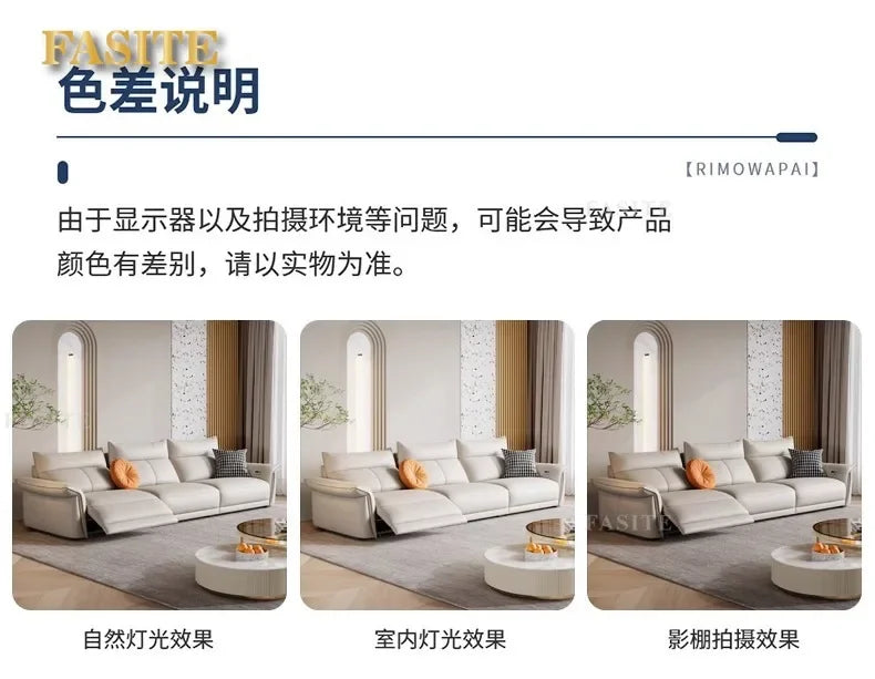 Leather sofa, electric living room, home theater sofa, modern function, adjustable leg support, one layer cowhide sofa