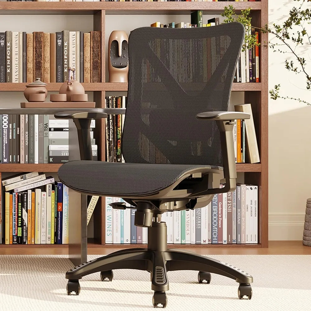 Adjustable Ergonomic Office Chair with Mesh Seat, Lumbar Support, 3D Armrests, and Tilt Mechanism