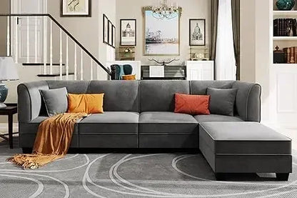 #For L-Shaped Modular Sectional Sofa, 3-Seater Comfy Cloud Couch with Ottoman/Chaise & 5 Pillows for Living Room Bedroom&