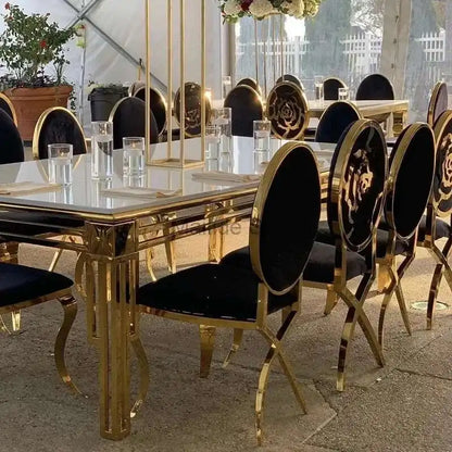 Luxury stainless steel dining chairs, modern home furniture, simple metal back chairs, kitchen fabric dining chairs