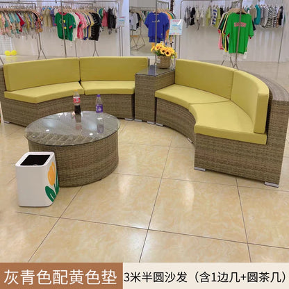 Outdoor rattan sofa courtyard open-air combination seat pe imitation rattan outdoor garden leisure balcony full circle curved ch