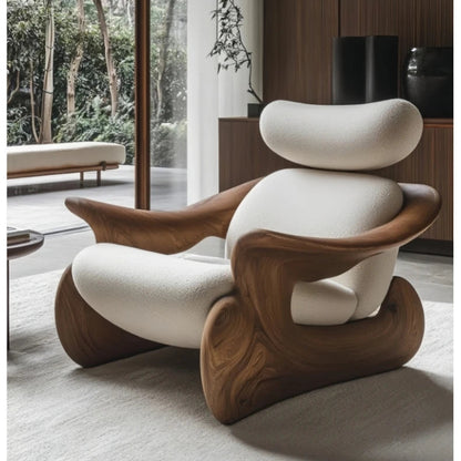 Solid wood art leisure chair designer soft decoration creative special-shaped reception chair  lazy chair