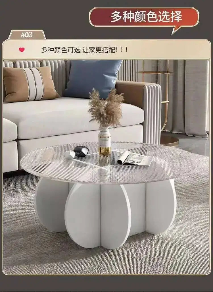 Table basse ronde en verre trempé résistant aux hautes températures, style luxe léger et créatif, stable, pour salon et maison