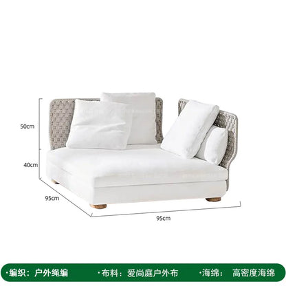 Outdoor rattan sofa, courtyard bed recliner, villa outdoor Nordic simple white bantam L-shaped sofa