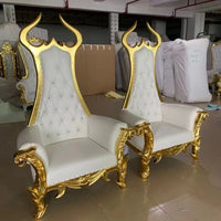 Gold Upholstered Classic Chaise Lounge Loveseat Comfortable Royal Throne Sofa  Wedding Chair Stainless Steel Chair Party ソファ