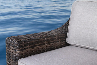 Mid Century Outdoor Patio Sectional Sofa Resort Grade Rattan UV Cushion 2pc Club Chair Set, Customized