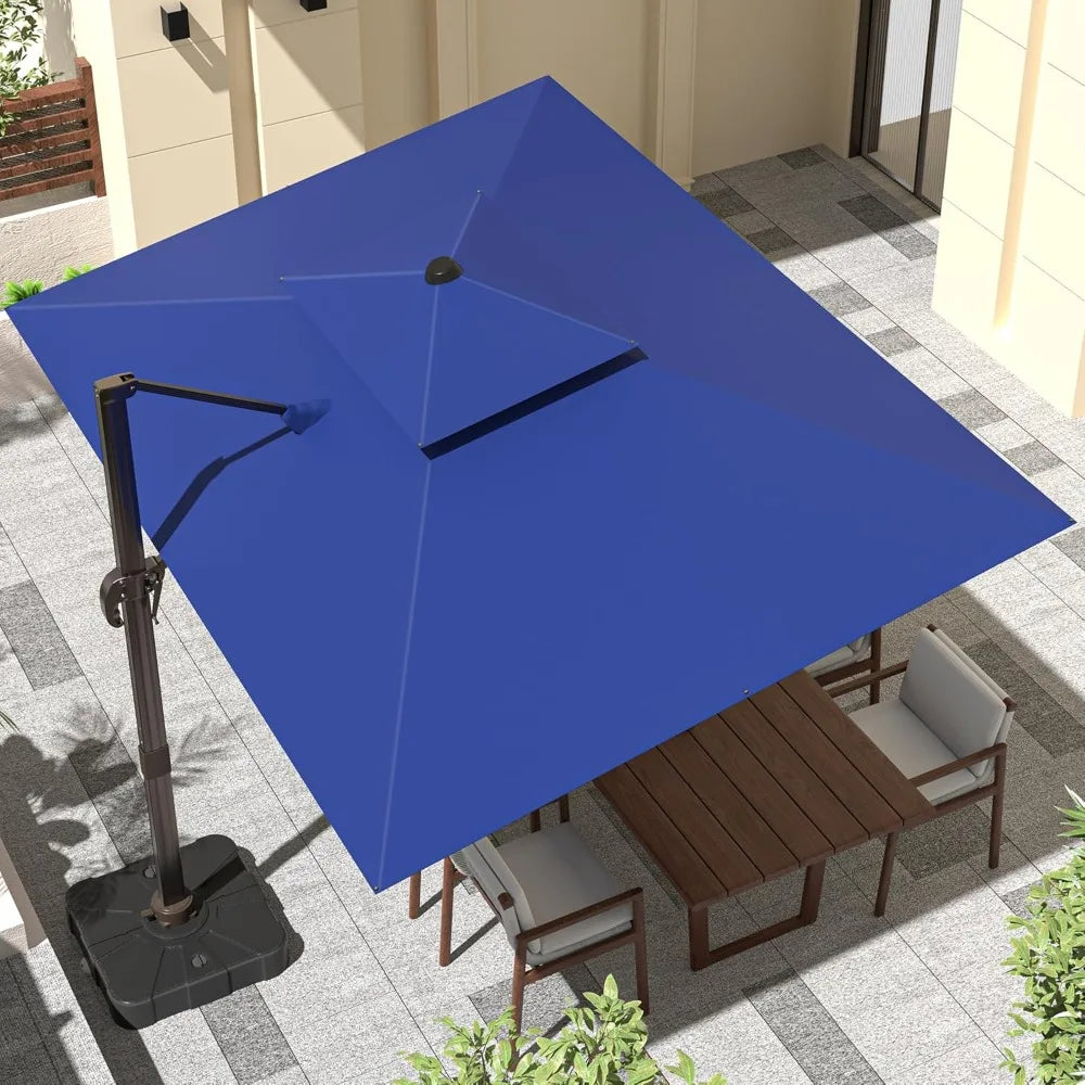 9' X 12' Cantilever Outdoor Patio Umbrellas with Base Included, Large Rectangle Umbrella Heavy Duty 360°Rotation Offset