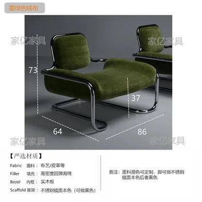 LXArrivals Modern Creative Convex Chair Stainless Steel Frame Casual Seat Living Room Simple and Light Luxury LeatheSSS