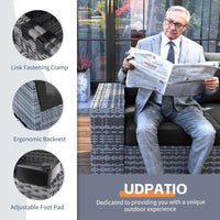 Hot-Sell! 13 Piece Patio Furniture Set with Fire Pit Table, 8''Wide Armrest Modular Rattan Outdoor Sectional Sofa Set,Grey/Black