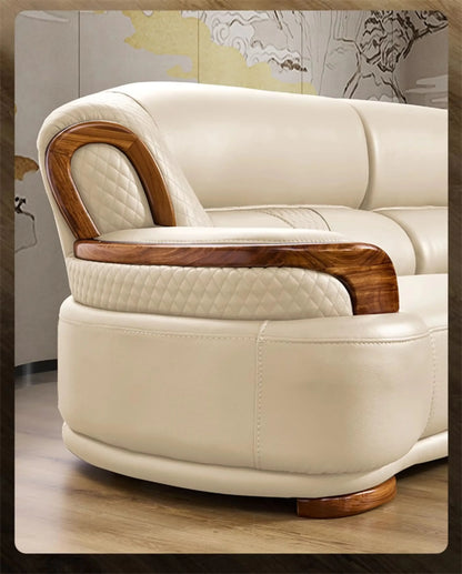 Designer Family Living Room Sofa Genuine Leather Sectional Floor Living Room Sofa Wood Minimalist Muebles Postmodern Furniture