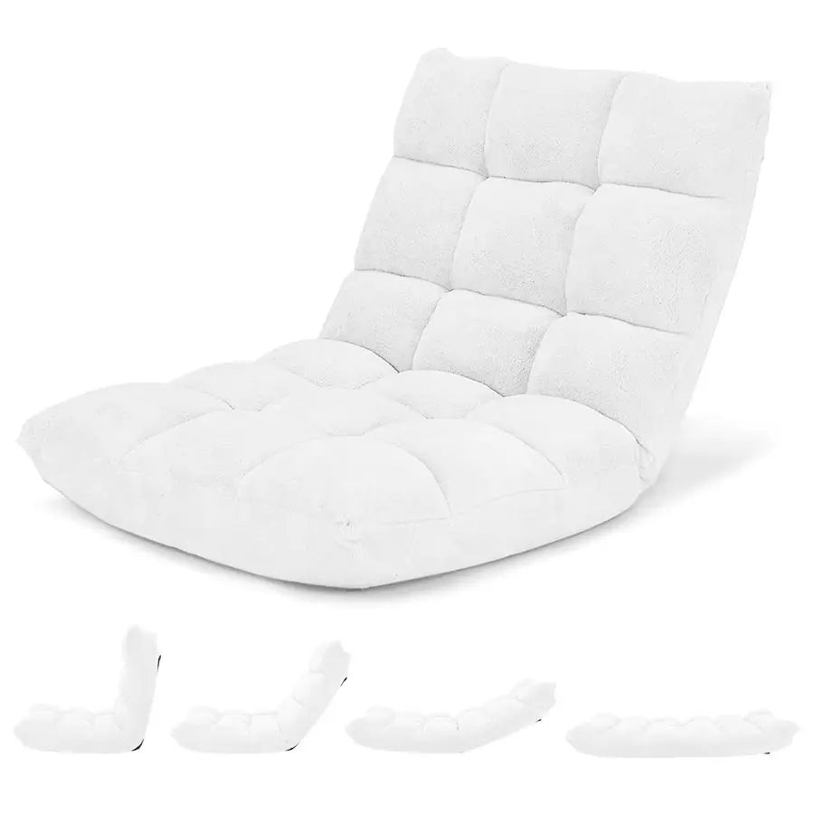 Floor Chair with Back Support, 14 Adjustable Position, Padded Sleeper Bed, Couch Recliner, Folding Gaming Floor Chairs for Adult