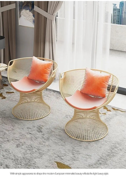 High-end stainless steel dining chair single sofa chair designer home living room wrought iron balcony