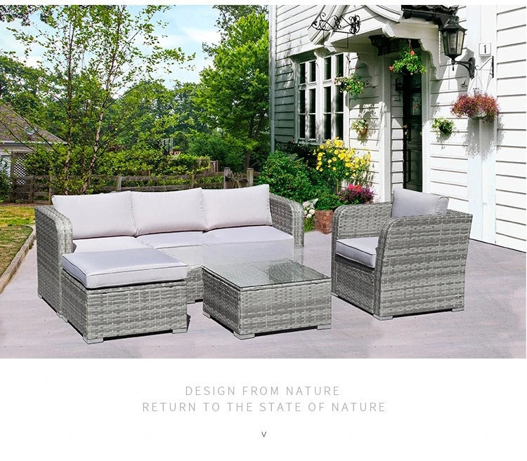 Outdoor leisure rattan sofa outdoor open-air garden courtyard waterproof and sunscreen leisure hotel bed and breakfast terrace c