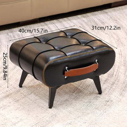 A square leather stool, living room stool, sofa footstool, home decoration, light luxury American, Italian, home decoration