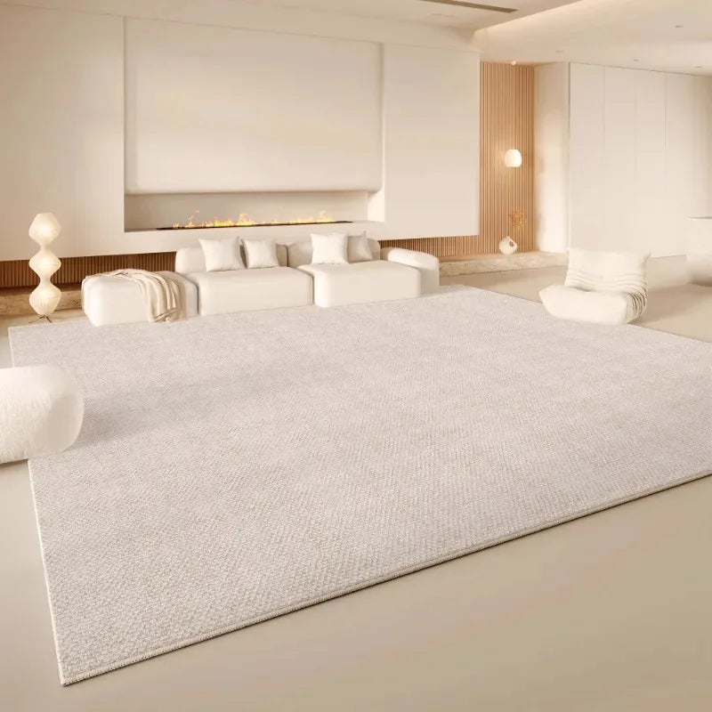 VIKAMA Minimalist Cream White Area Rug, Non-Slip Soft Living Room Carpet, Wabi-Sabi Style Floor Mat for Bedroom & Home Decor