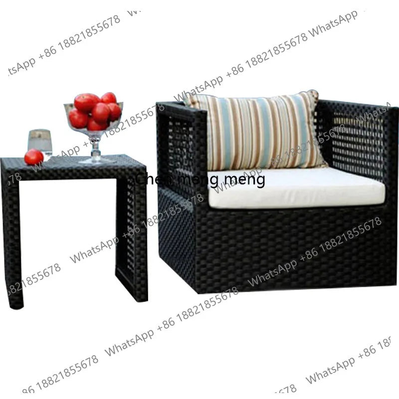 Outdoor rattan sofa combination waterproof and sunscreen outdoor courtyard balcony rattan chair