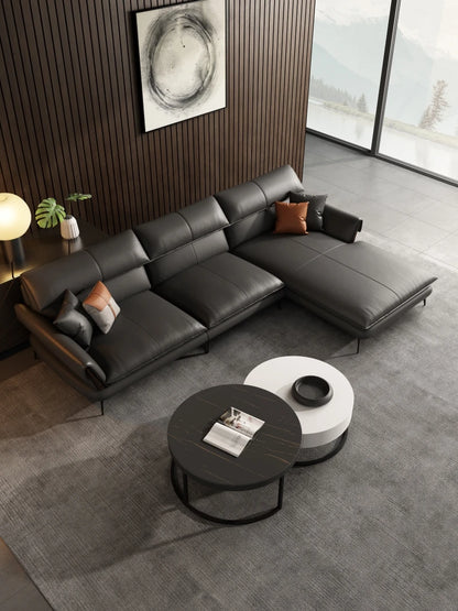 Best Seller Modern Leather Sofa Corner Simple Living Room Italian Luxury Leather Blue Sofa L Shaped Sectional Couch