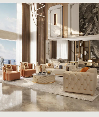 Elegant Luxury Modern Sofa Designs Royal Set Designer Leather Sofa Lounge Loveseat Divano Soggiorno Living Room Furniture