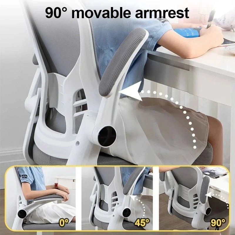 Adjustable Lumbar Support Home Desk Chairs with Armrests Students Study Computer Chair Office Mesh Swivel Chair with Wheels