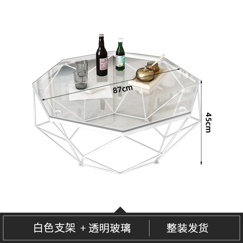 Nordic Light Luxury Tempered Glass Coffee Tables Small Apartment Sofa Side Table Simple Iron Corner Table Living Room Furniture