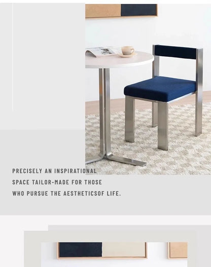 European Style Light luxury Retro Home Use Stainless Steel Dining Chair Advanced Design Living Room Bedroom Leisure Single Chair