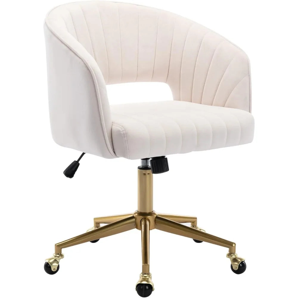 Home Office Chair Swivel Velvet Desk Chair Accent Armchair Upholstered Modern Tufted Chairs with Gold Base for Girls Women Ergon