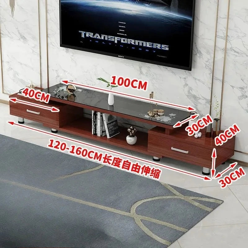 Modern & Minimalist Tempered Glass Expandable TV Stand & Coffee Table Set - European Style, Ideal for Small - Space Living Rooms
