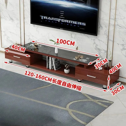 Modern & Minimalist Tempered Glass Expandable TV Stand & Coffee Table Set - European Style, Ideal for Small - Space Living Rooms