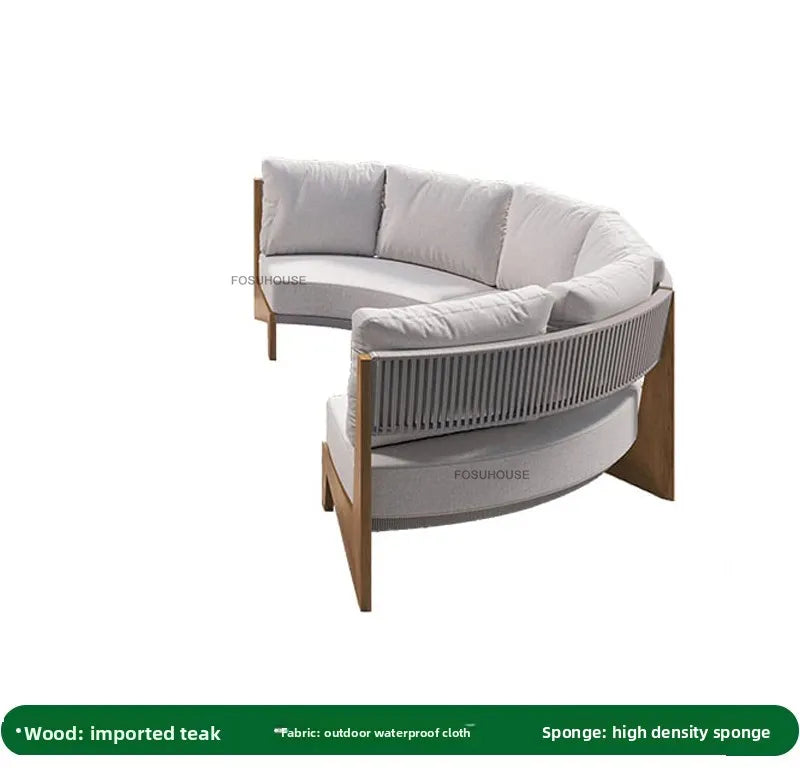 Designer Round Outdoor Sofas Combination Nordic Solid Wood Open-air Lounge Chair Home Patio Furniture Leisure Garden Sofa Chair