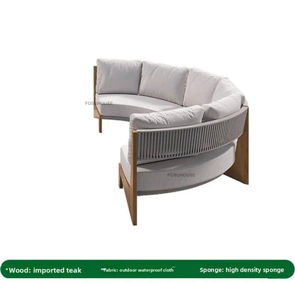 Designer Round Outdoor Sofas Combination Nordic Solid Wood Open-air Lounge Chair Home Patio Furniture Leisure Garden Sofa Chair