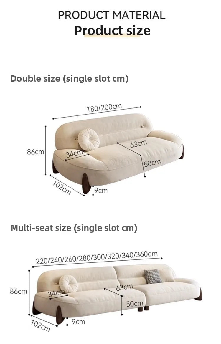Very simple cream wind and cloud velvet fabric sofa small apartment living room straight row light luxury sofa