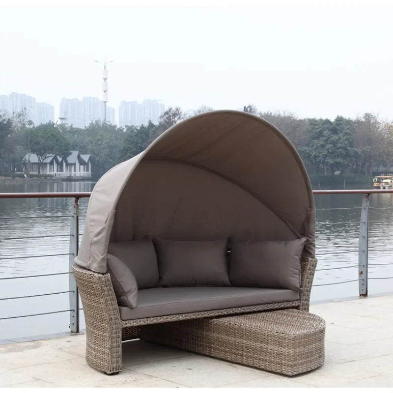 Round sofa round bed Furniture Garden sofa round bed Outdoor rattan comfortable bed