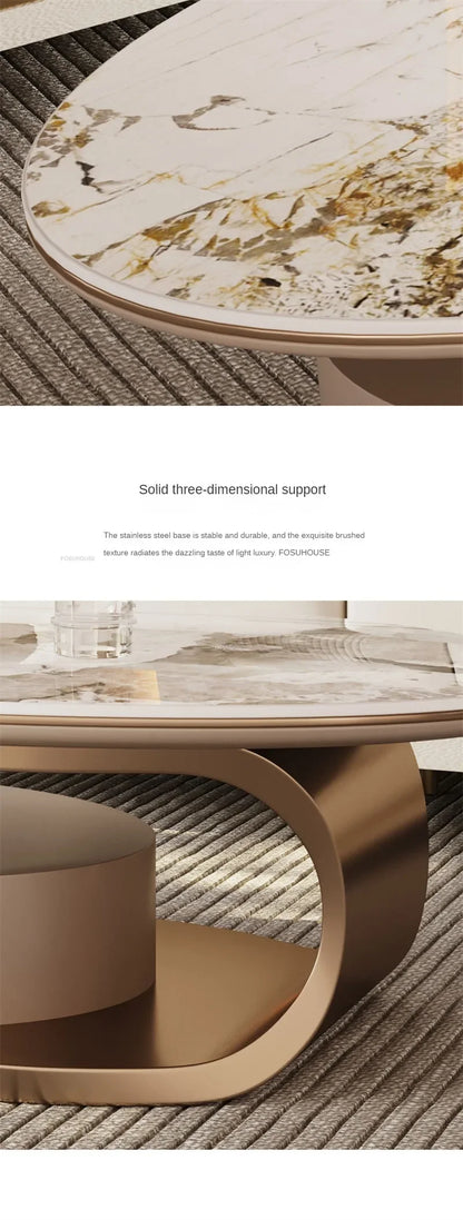 Nordic Light Luxury Designer Oval Coffee Table Rock Board Coffee Tables for Living Room Simple Storage Side Table Home Furniture